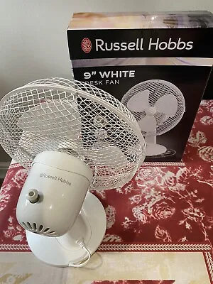Russell Hobbs 9  Inch Desk Fan White - 2 Fan Speeds - 80 Degree Oscillation -NEW • £15