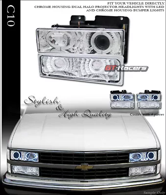 For 1988-1993 Chevy/GMC C10 C/K Chrome LED Halo Projector Headlights+Bumper Yd • $107