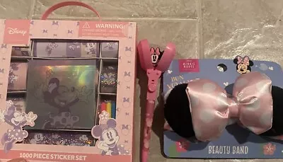 🩷New Disney Lot- 1000 Piece Minnie Mouse Sticker Set Pen And Beauty Head Band • $29.99