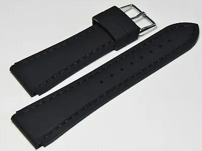 20mm Hadley-Roma MS3346 Black Silicone Rubber Waterproof Dive Watch Band Strap • $18.66