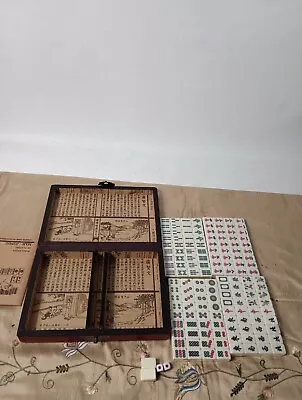 Portable Vintage Mahjong Box Rare 144 Tiles Chinese Mah-Jong Set+ Leather Box US • $28