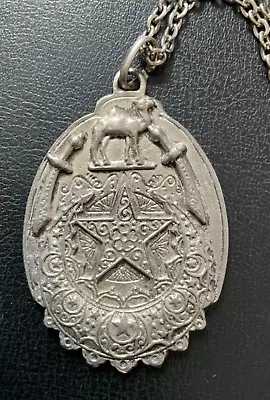 Vintage Shriner Masonic Silver Tone Pendant & Chain - Shriners International • £24.99