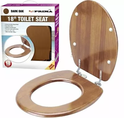 New 18  Wooden Universal Bathroom Wc Toilet Seat Easy Fit With Fittings Wood Uk  • £19.70