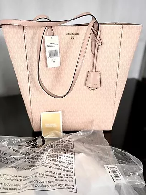 Authentic NWT Michael Kors Signature Logo Large Pink Tote Bag For Work Or School • $128