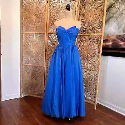 Vintage Mike Benet Blue Dress Glitter Chiffon Full Prom Formal Evening Dress • $85