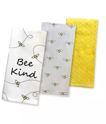 Martha Stewart Collection Bee Kind Kitchen Towels Set Of 3 100% Cotton • $17.99