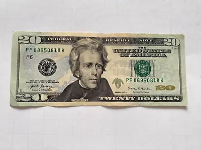 USA Real Money $20 Paper Money TWENTY DOLLARS Serial # PF 88950818 K Note 2017 • $29.99