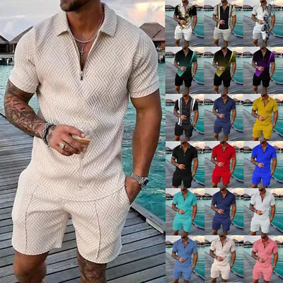 UK 2Piece Set Men Summer Outfit Short Sleeve T Shirts And Shorts Sweatsuit Shirt • £16.19