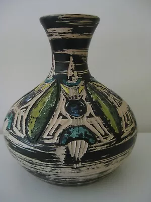 RARE Corrado Venezuela Studio Art Pottery Vase Polychrome Incised Geometric 7  • $60