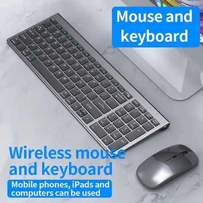 Wireless Keyboard And Mouse Bluetooth Slim Set For Mac IPad PC Laptop Tablet USB • $26.99