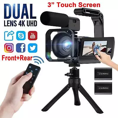 4K Dual Len Video Camera 56MP WiFi Digital Vlogging Camera Camcorder NightVision • $168.90