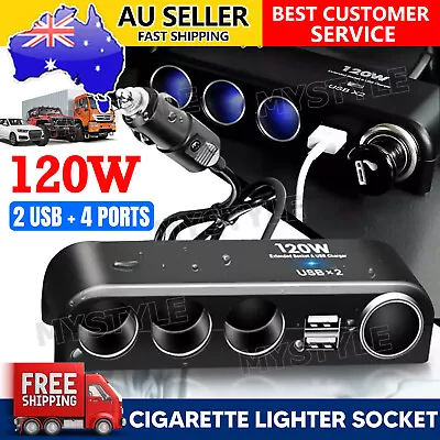 24V 12V 4 Way Multi Socket Car Cigarette Splitter Lighter USB Adapter Charger • $10.95