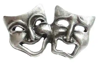 £6 • Buy Comedy And Tragedy Mask Handcrafted From English Pewter Lapel Pin Badge 