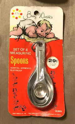 NOS In Package 'Baby Worlds' Set Of Aluminum Measuring Spoons • $15