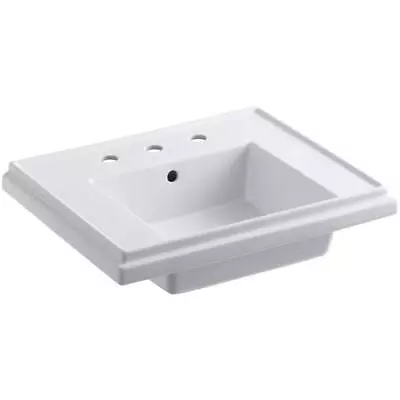 Kohler Pedestal Sink Basin 24  Ample Flat Deck Predrilled Holes Fireclay White • $208.58