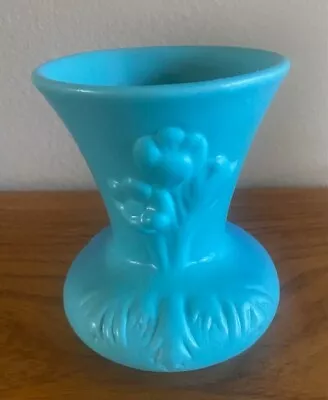 Vintage Van Briggle Art Pottery Turquoise Blue 5 1/2  Floral Vase Centennial Ed • $75