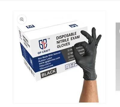 $10 • Buy First Glove Black Nitrile Disposable Gloves 5, & 6 Mil (Latex & Powder Free)
