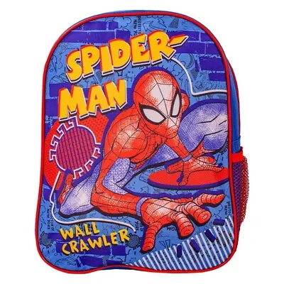 Marvel Spiderman Wall Crawler Official Backpack School Bag Kids Boys Travel Blue • £9.99