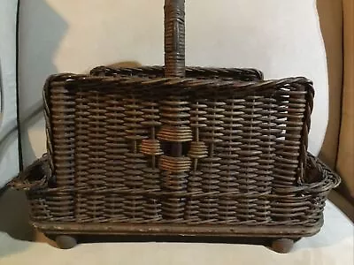 Vintage Rattan Wicker Magazine Newspaper Rack Stand Holder Firewood Holder MCM • $39.99