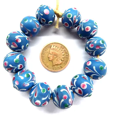 (2) Beads Turquoise Fancy Lamp African Trade Beads BEAUTIFUL SHAPE  #88   W14 • $30