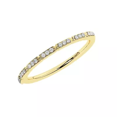 18K Yellow Gold  Pave Set 100% Natural Round Cut Diamonds Half Eternity Ring • £366.08