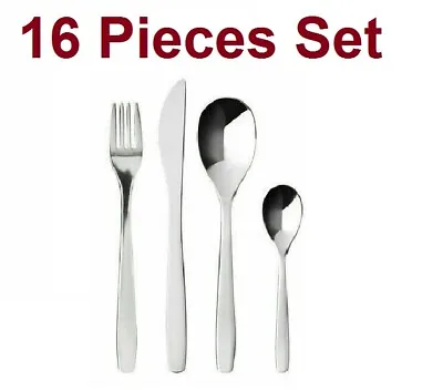 Ikea Pack 16 Pieces MOPSIG Stainless Steel Cutlery Set Food Dining 003.430.03 UK • £9.95