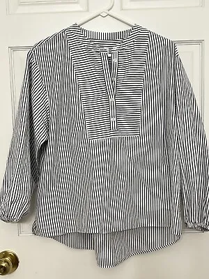 Thomas Mason Shirting For J Crew White & Blue Striped Shirt Size L • $40