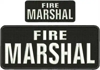 Fire Marshal Embroidery Patches 4x10 And 2x5 Hook White • $15.99