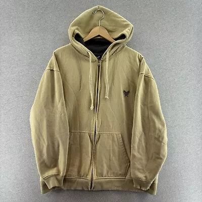 Vintage Avirex Mens Hoodie Beige 2XL Full Zip Logo Sweatshirt Casual Pockets • $38.90