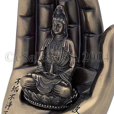 $64.99 • Buy Guan Yin Buddha Hand Pinyin Kuan Gwan Eum Quan Am Statue Palm Shakyamuni Sutra