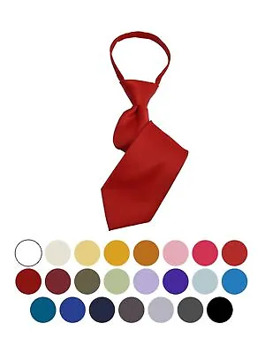 Boy's Solid Color Pre-tied Zipper Neck Tie • $12.99