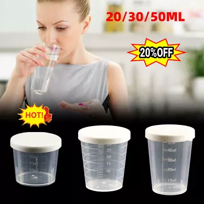 1/5Pcs Medicine Medication Plastic Measure Guided Measuring Cup 20/30 • £4.21