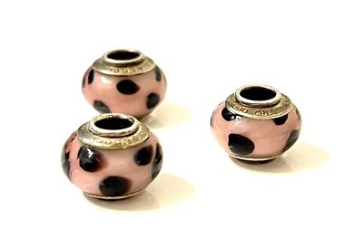 £22.33 • Buy Amore & Baci Italy 925 Sterling Silver Bead Bracelet Charms 3 Pcs Set