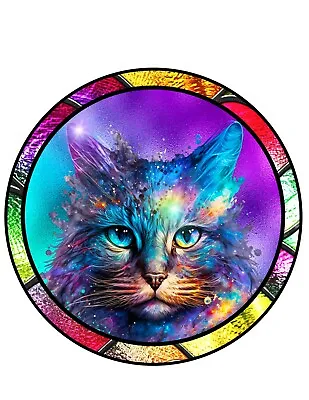 COSMIC CAT DESIGN With Stain Glass Look Metal Sign (READ DESCRIPTION) • $7.63