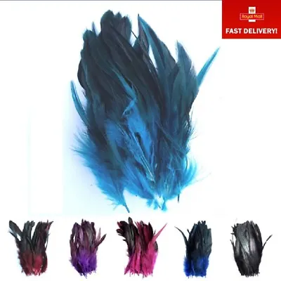 50 X Dip Dyed Rooster Feathers For Craft Costume Hat Millinery Floristry 12-20cm • £3.94