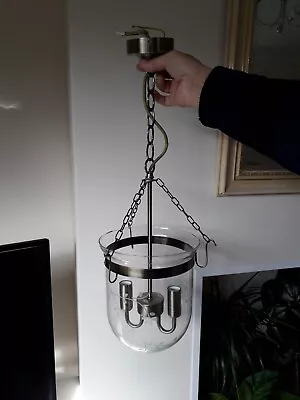 £10.50 • Buy Laura Ashley Twin Bulb Ceiling Light With Etched Glass Bell Shaped Shade