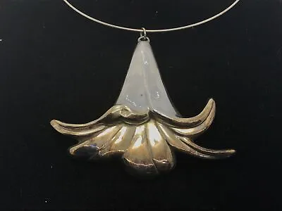 Vintage Designer YAACOV HELLER  925 Silver & Gold  Iris Lilly   Choker Necklace  • $659.99