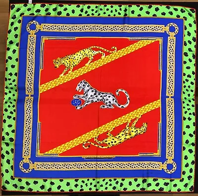 Stored Item Must De Cartier Silk Scarf Panther Jewelry 86cm Blue Green Red Leopa • $104.97