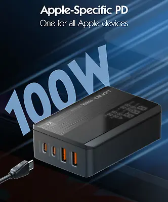 USB C Charger 100W GaN Charger LDNIO Fast Charger 4-Port USB C Charging Station • $49.99