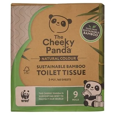The Cheeky Panda Natural Colour Sustainable Bamboo Toilet Tissue 9 Per Pack • £16.59