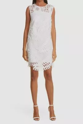 $435 Milly Women's White Sleeveless Lace Eliza Sheath Dress Size 6 • $139.58