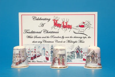 £9.99 • Buy Celebrating A Traditional Christmas + Card Set Of 3 Thimbles B/22
