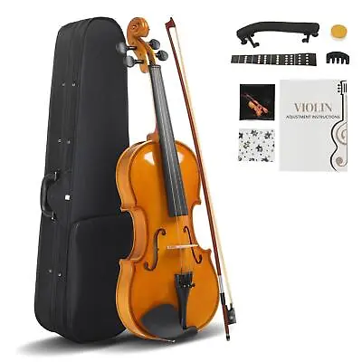 New 4/4 Acoustic Violin Full Size Case Bow Rosin Natural With Case • $49.99