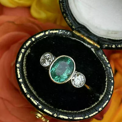 £96.99 • Buy 2.5Ct Oval Cut Emerald Diamond Three Stone Engagement Ring 14K White Gold Finish