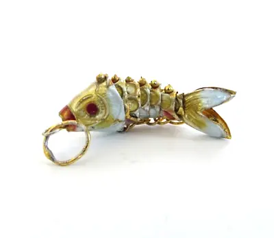 Enamel KOI Gold Fish Moveable Articulated Pendant Charm Cloisonné 1.5  • $65