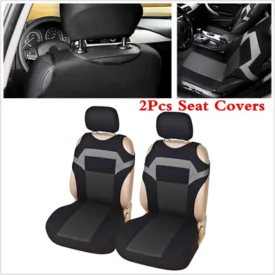 2Pcs Black/Gray T-shirt Design Car Front Seat Covers For Interior Accessories • £19.32