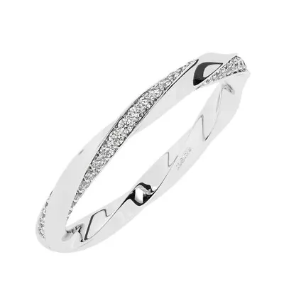 18K White Gold 2MM Pave Set 100% Natural Round Cut Diamond Half Eternity Ring • £522.08