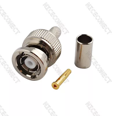 RP-BNC Male ( Female Pin ) Crimp Connector For RG58 RG142 LMR195 RG400 Cable RF • $1.34
