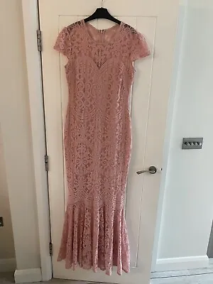 £19.99 • Buy Ladies Goddiva Soft Pink Lace Full Length Dress Size 12