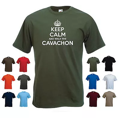 'Keep Calm And Walk The Cavachon' Men's Dog Pet Funny T-shirt  • £11.69